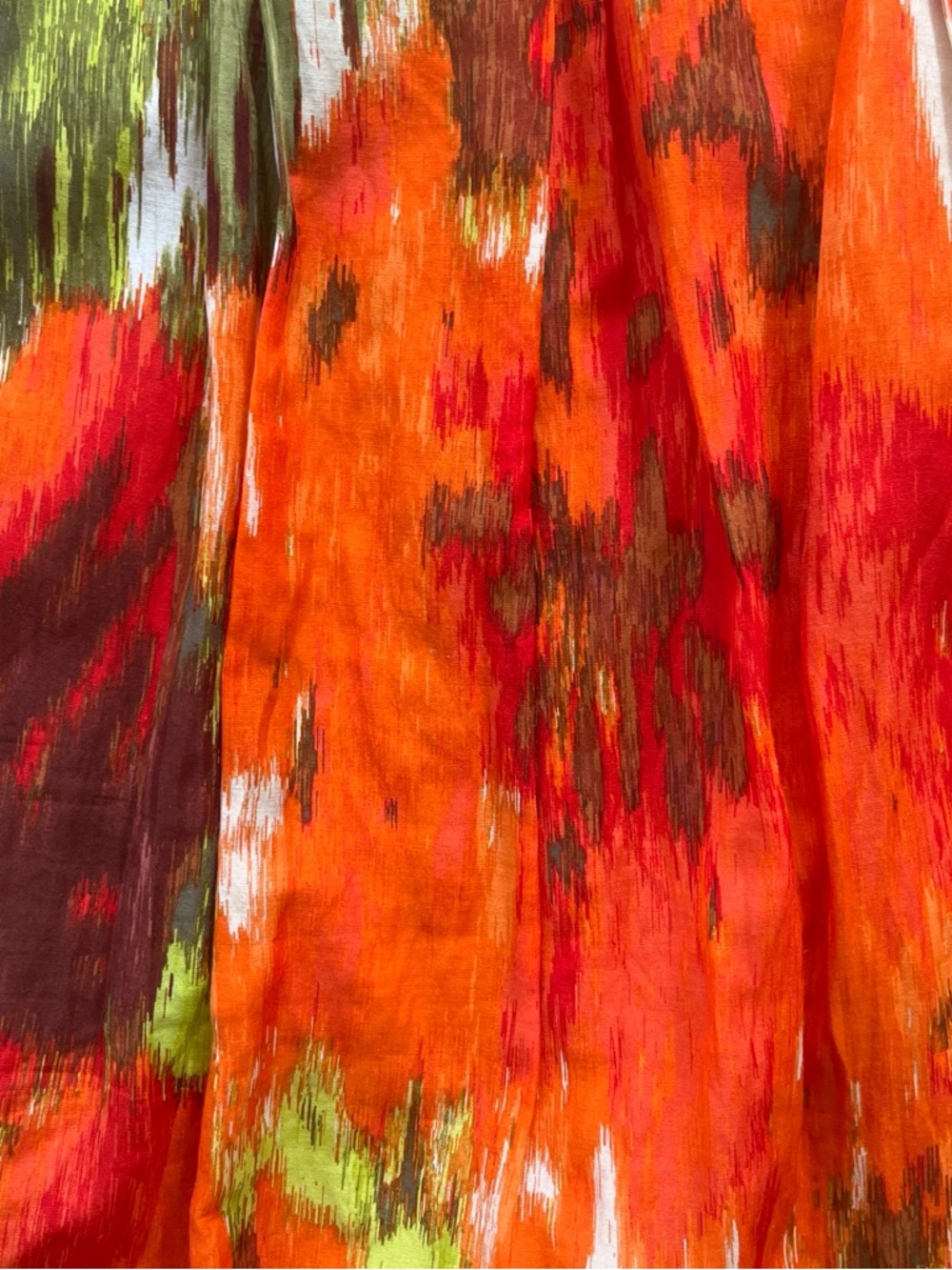 Silk and cotton Talbots orange and green floral midi skirt, sz 6 - Picture 5 of 5